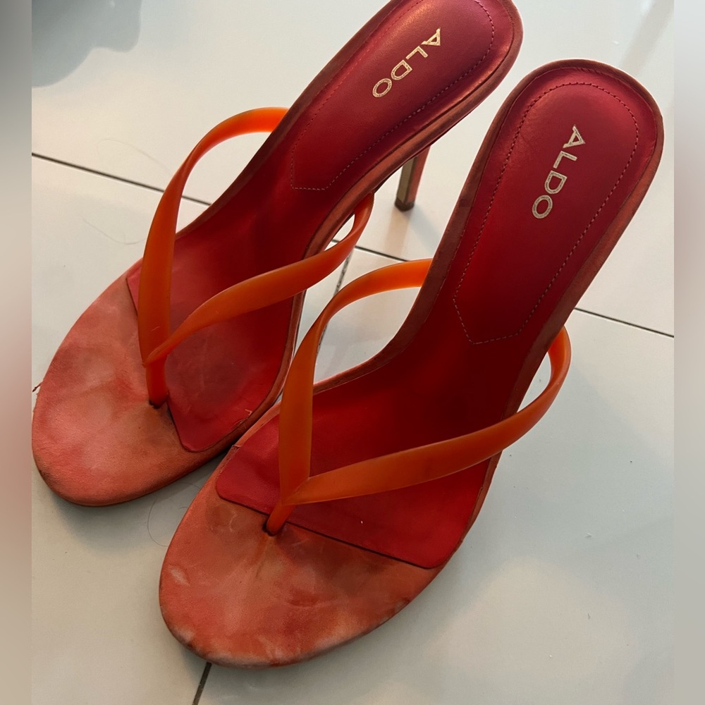 Orange sandals heels
